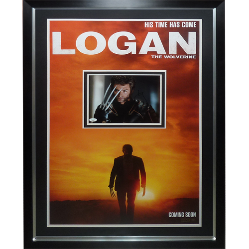Autographed Logan X-Men Full-Size Movie Poster Deluxe Framed with Hugh Jackman 8x10 Photo - JSA-Powers Sports Memorabilia
