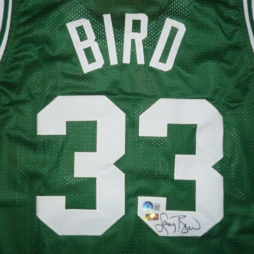 Autographed Larry Bird Boston (Green #33) Custom Jersey - Beckett Witness-Powers Sports Memorabilia