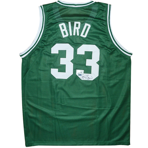 Autographed Larry Bird Boston (Green #33) Custom Jersey - Beckett Witness-Powers Sports Memorabilia