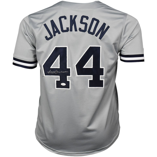 Autographed Reggie Jackson New York (Grey #44) Custom Jersey - JSA-Powers Sports Memorabilia