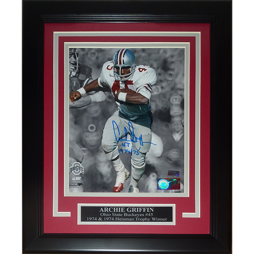 Autographed Archie Griffin Ohio State Buckeyes (Action) Deluxe Framed 8x10 Photo - JSA-Powers Sports Memorabilia