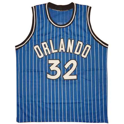 Autographed Shaquille O'Neal Orlando (Blue Pinstripe #32) Custom Jersey - Beckett-Powers Sports Memorabilia