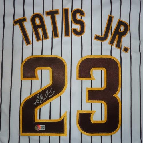 Autographed Fernando Tatis Jr. San Diego (White Pinstripe #23) Custom Jersey - Beckett-Powers Sports Memorabilia