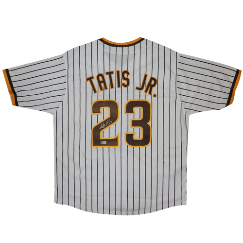 Autographed Fernando Tatis Jr. San Diego (White Pinstripe #23) Custom Jersey - Beckett-Powers Sports Memorabilia