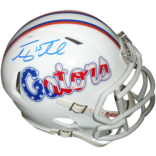 Autographed Tim Tebow Florida Gators (Stars and Stripes) Mini Helmet - Tebow Holo-Powers Sports Memorabilia