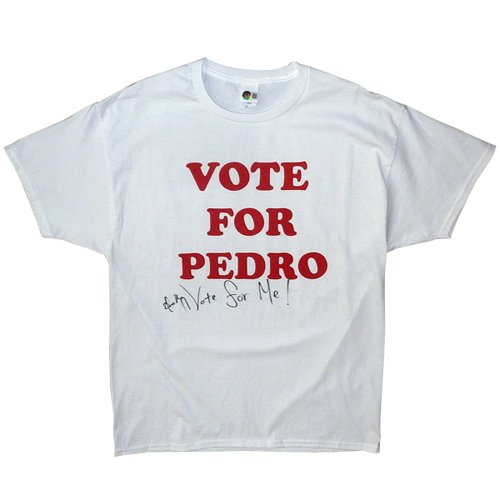 Autographed Efren Ramirez Napoleon Dynamite VOTE FOR PEDRO T-Shirt - Beckett-Powers Sports Memorabilia