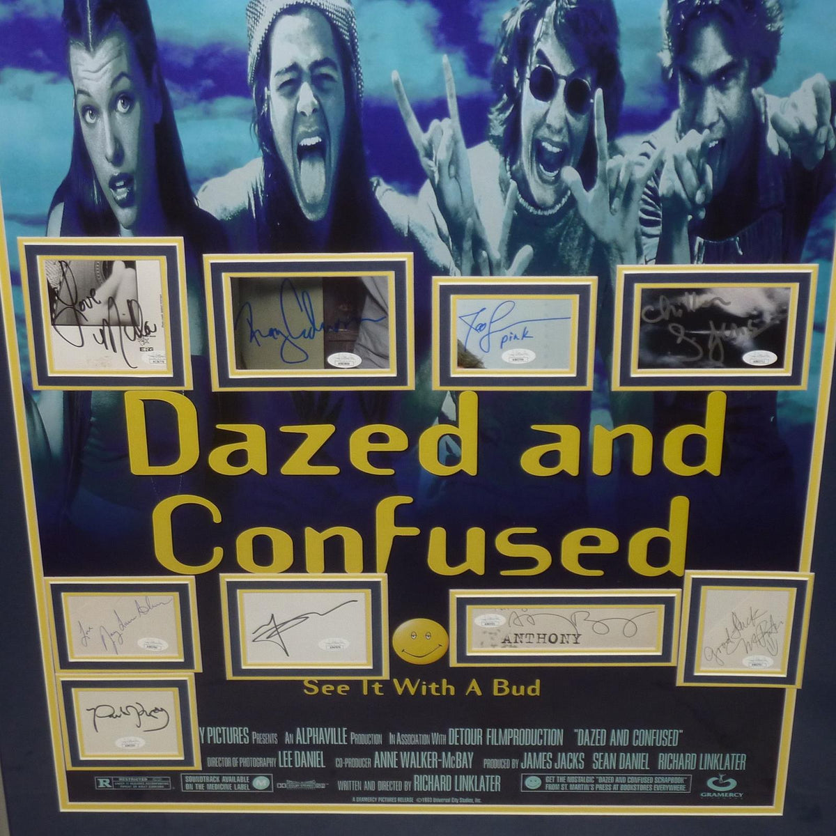 Dazed and Confused Full-Size Movie Poster Deluxe Framed with All Cast Autographs - JSA | Collectible Memorabilia-Powers Sports Memorabilia
