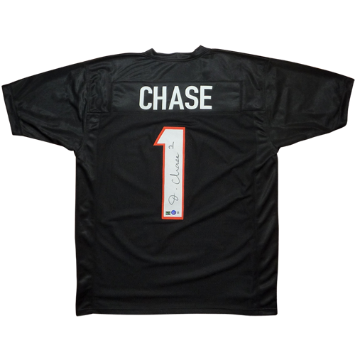 Autographed Ja'Marr Chase Cincinnati (Black #1) Custom Jersey - Beckett-Powers Sports Memorabilia