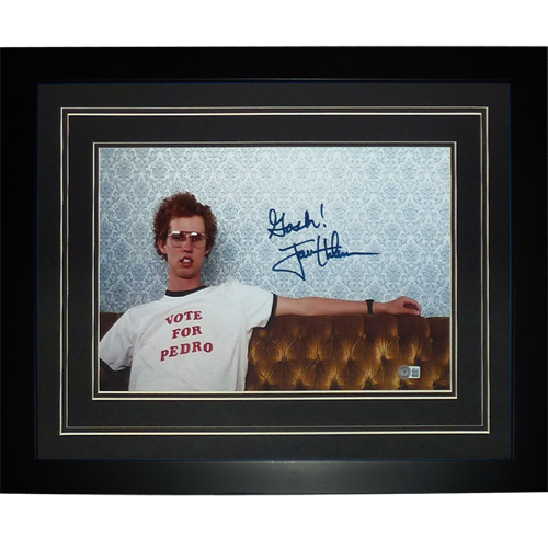 Autographed Jon Heder Napoleon Dynamite (on couch) Deluxe Framed 11x17 Photo w/ Gosh - Beckett