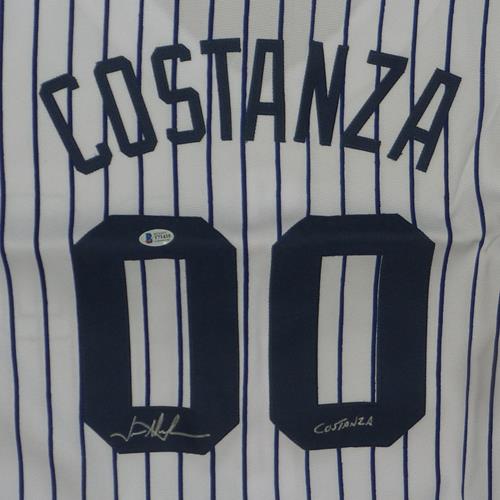 Autographed Jason Alexander AKA George Costanza New York (Costanza #00) Custom Pinstripe Jersey - Beckett-Powers Sports Memorabilia
