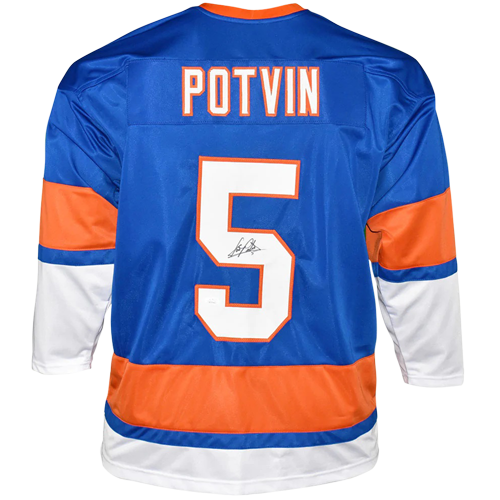 Autographed Denis Potvin New York (Blue #5) Custom Hockey Jersey - JSA-Powers Sports Memorabilia