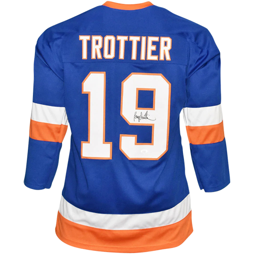 Autographed Bryan Trottier New York (Blue #19) Custom Jersey - JSA-Powers Sports Memorabilia