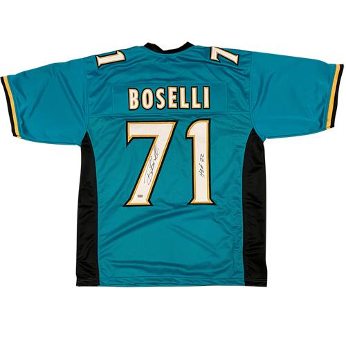 Autographed Tony Boselli Jacksonville (Teal #71) Custom Jersey w/ "HOF 22"-Powers Sports Memorabilia