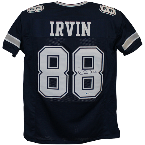 Autographed Michael Irvin Dallas (Navy Blue #88) Custom Jersey - Beckett