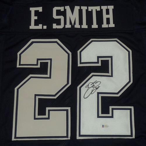 Autographed Emmitt Smith Dallas Cowboys (Blue #22) Jersey - Beckett-Powers Sports Memorabilia