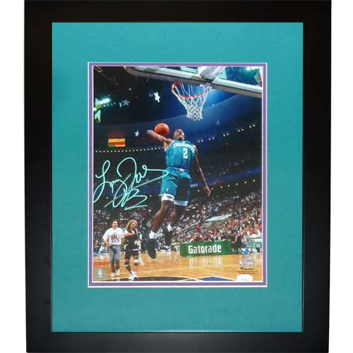 Autographed Larry Johnson Charlotte Hornets (1992 Slam Dunk Contest) Deluxe Framed 11x14 Photo - JSA-Powers Sports Memorabilia