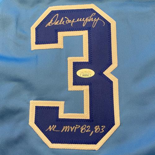 Autographed Dale Murphy Atlanta (Throwback Baby Blue #3) Custom Jersey w/ NL MVP 82, 83 - JSA-Powers Sports Memorabilia
