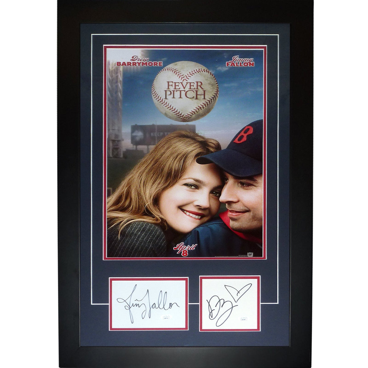 Fever Pitch 11x17 Movie Poster Deluxe Framed with Drew Barrymore And Jimmy Fallon Autographs - JSA-Powers Sports Memorabilia
