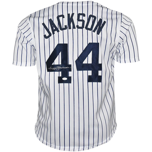 Autographed Reggie Jackson New York (Pinstripe #44) Custom Jersey - JSA-Powers Sports Memorabilia