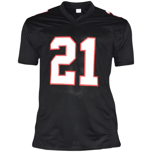 Autographed Deion Sanders Atlanta (Black #21) Custom Jersey - Beckett-Powers Sports Memorabilia