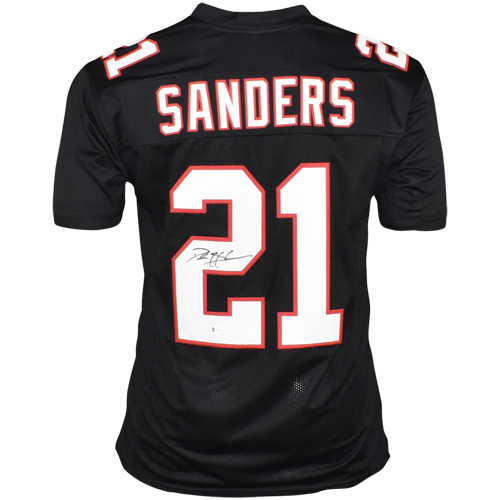Autographed Deion Sanders Atlanta (Black #21) Custom Jersey - Beckett-Powers Sports Memorabilia
