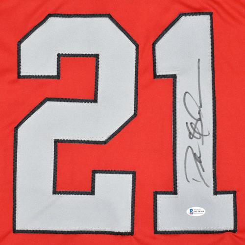 Autographed Deion Sanders Atlanta (Red #21) Custom Jersey - Beckett-Powers Sports Memorabilia