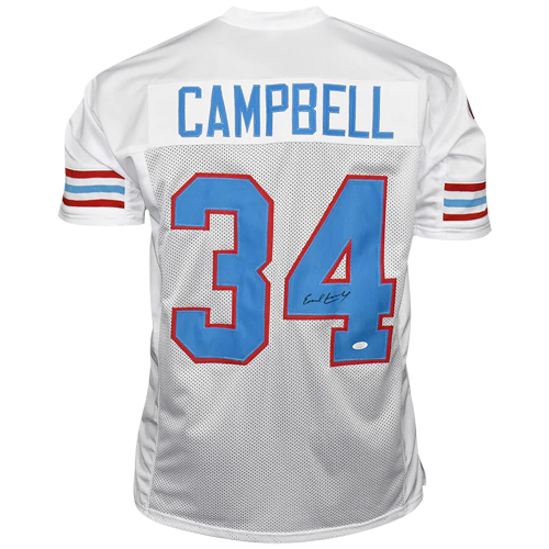 Autographed Earl Campbell Houston (White #34) Custom Jersey - JSA-Powers Sports Memorabilia