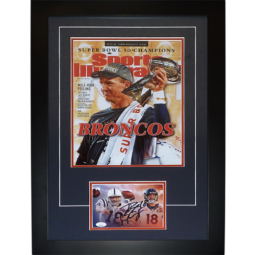 Autographed Peyton Manning Denver Broncos (Super Bowl SI 11x14 Cover) Deluxe Framed with Autograph - JSA