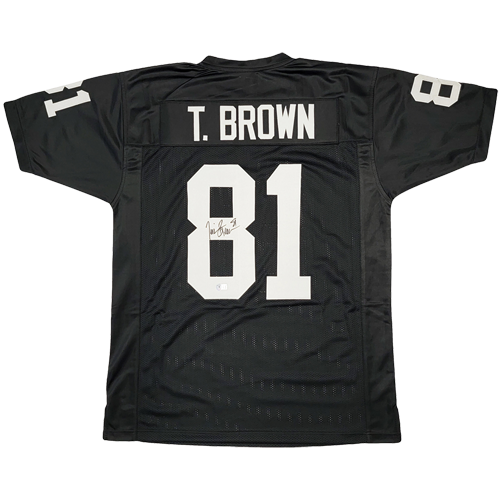 Autographed Tim Brown Oakland (Black #81) Custom Jersey - Beckett-Powers Sports Memorabilia