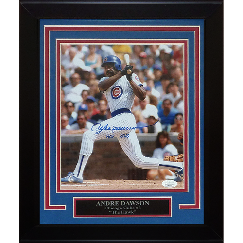 Autographed Andre Dawson Chicago Cubs Deluxe Framed 8x10 Photo w/ HOF 2010 - JSA-Powers Sports Memorabilia