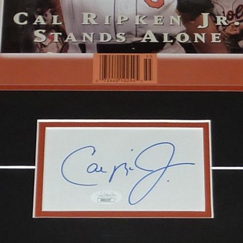 Autographed Cal Ripken Jr Baltimore Orioles (2131 Game) Sports Illustrated 11x14 Poster Deluxe Framed with Signature - JSA-Powers Sports Memorabilia
