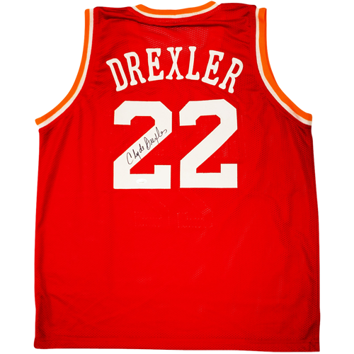 Autographed Clyde Drexler Houston (Red #22) Custom Jersey - JSA-Powers Sports Memorabilia