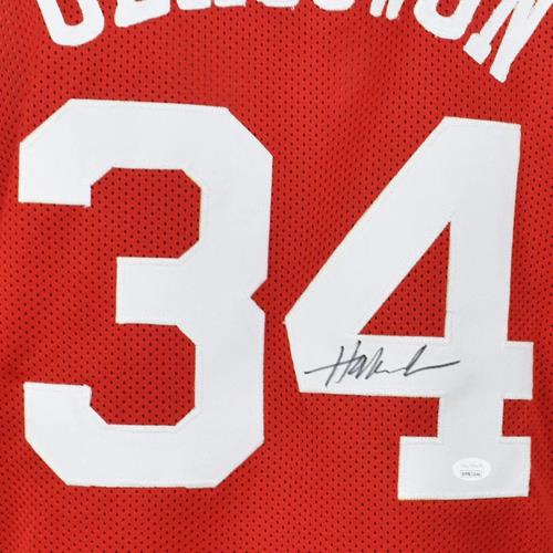 Autographed Hakeem Olajuwon Houston (Red #34) Custom Jersey - JSA-Powers Sports Memorabilia