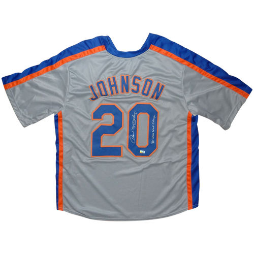 Autographed Howard Johnson New York (Grey #20) Custom Jersey - JSA-Powers Sports Memorabilia