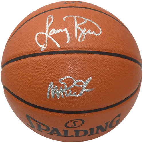Autographed Larry Bird and Magic Johnson Dual NBA Basketball - Beckett-Powers Sports Memorabilia