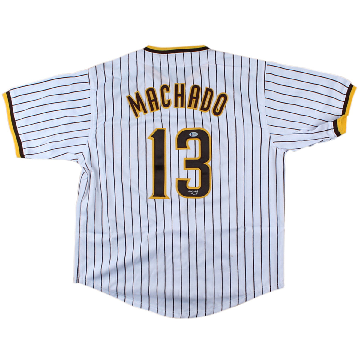 Autographed Manny Machado San Diego (Pinstripe #13) Custom Jersey - Beckett-Powers Sports Memorabilia