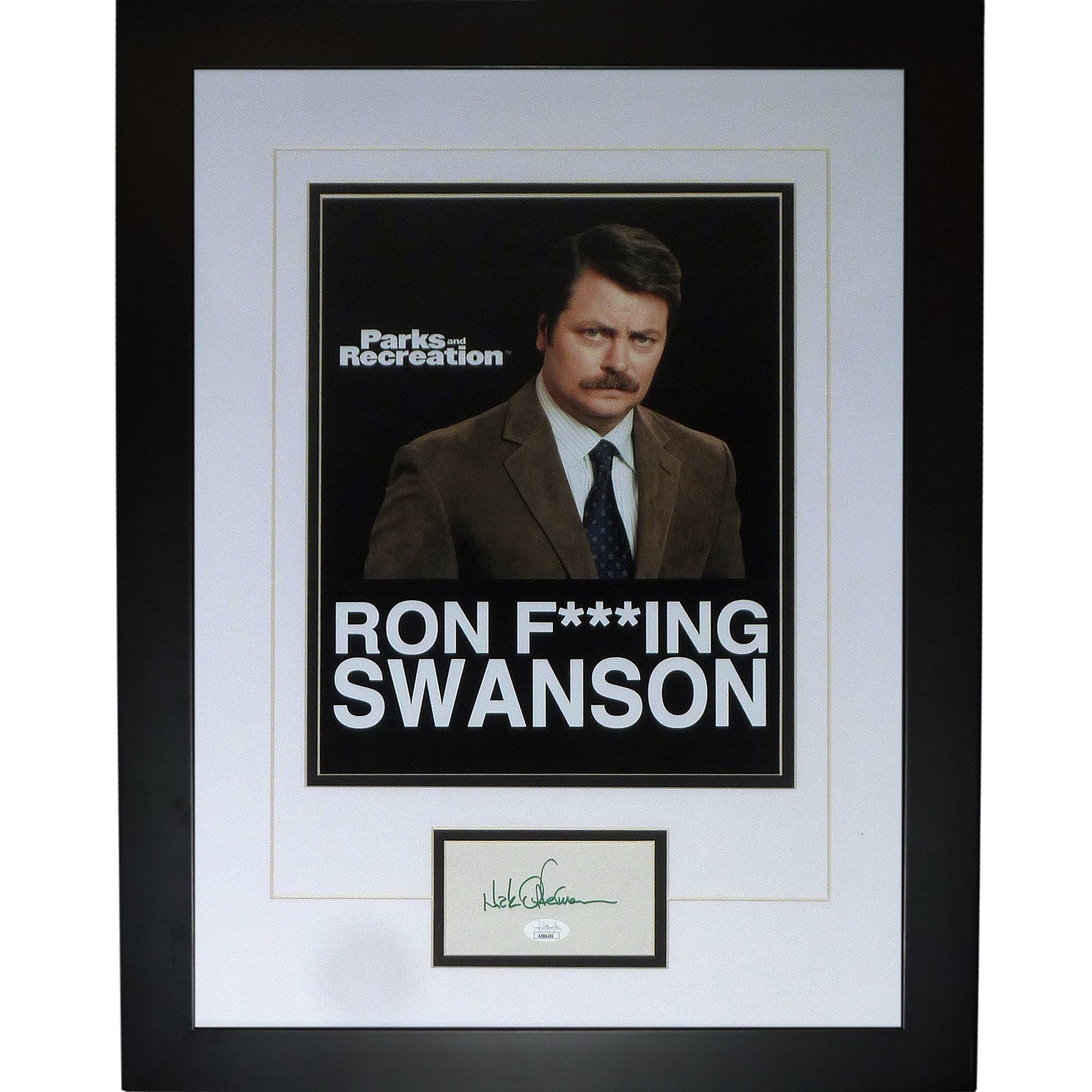 Autographed Nick Offerman Parks and Recreation Ron Swanson Deluxe Framed Piece - JSA-Powers Sports Memorabilia
