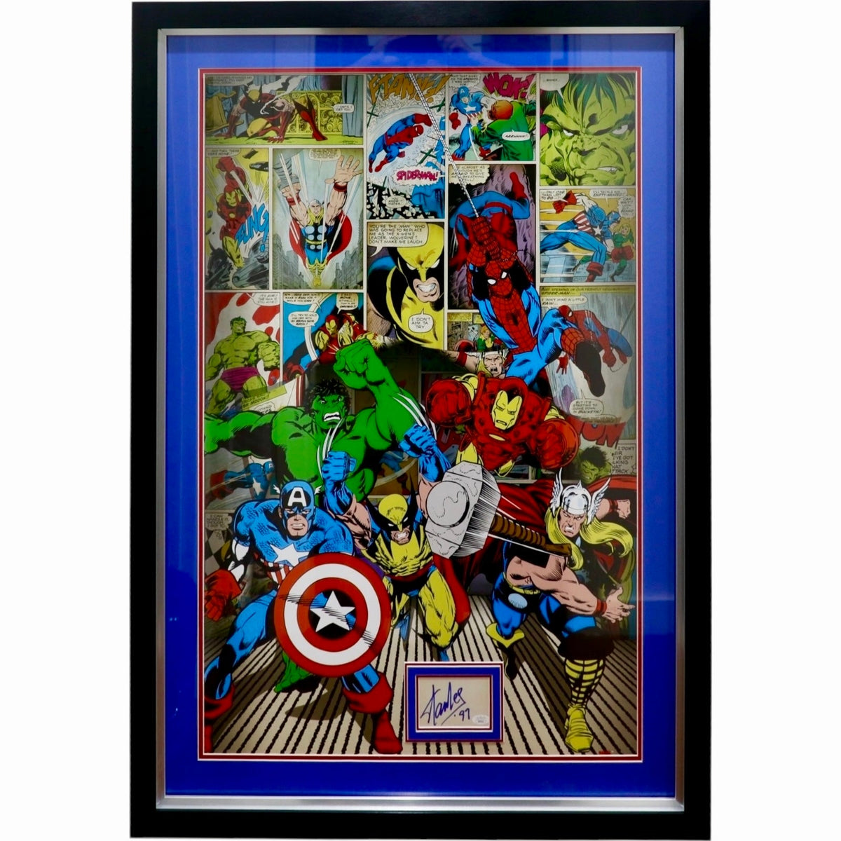 Stan Lee Autograph Deluxe Framed with MARVEL Full-Size Poster - JSA | Collectible Memorabilia-Powers Sports Memorabilia