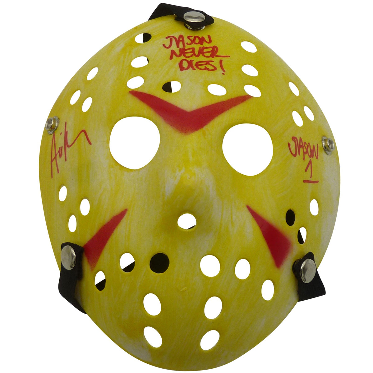 Autographed Ari Lehman 'Friday the 13th' Jason Mask Yellow w/ Inscription - JSA-Powers Sports Memorabilia