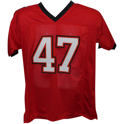 Autographed John Lynch Tampa Bay (Red #47) Custom Jersey - Beckett-Powers Sports Memorabilia