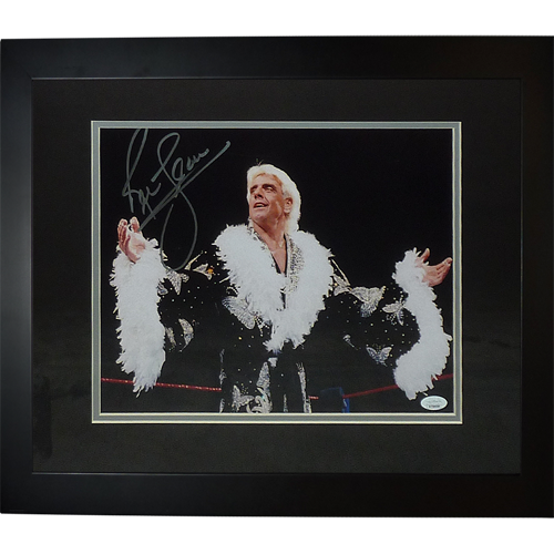 Autographed Ric Flair Wrestling (Black Robe Horizontal) Deluxe Framed 11x14 Photo - JSA-Powers Sports Memorabilia