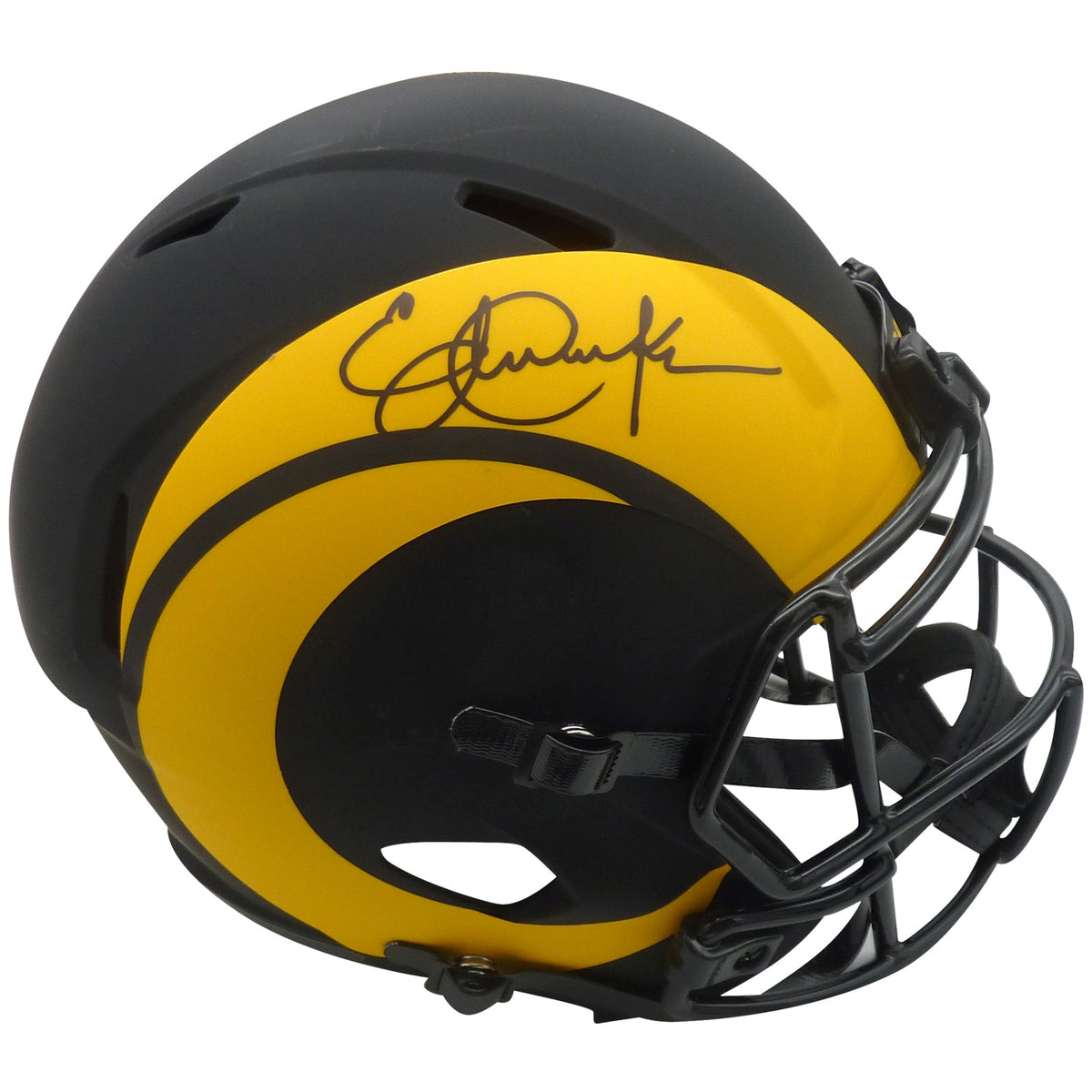 Autographed Eric Dickerson Los Angeles Rams (ECLIPSE Alternate) Deluxe Full-Size Replica Helmet - BAS-Powers Sports Memorabilia