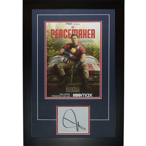 Peacemaker 11x17 TV Poster Deluxe Framed with John Cena Autograph - JSA | Collectible Memorabilia-Powers Sports Memorabilia