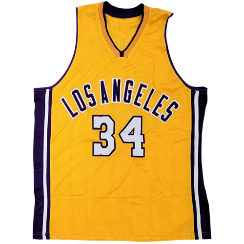 Autographed Shaquille O'Neal Los Angeles (Yellow #34) Custom Jersey - Beckett-Powers Sports Memorabilia