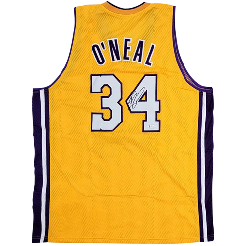 Autographed Shaquille O'Neal Los Angeles (Yellow #34) Custom Jersey - Beckett-Powers Sports Memorabilia