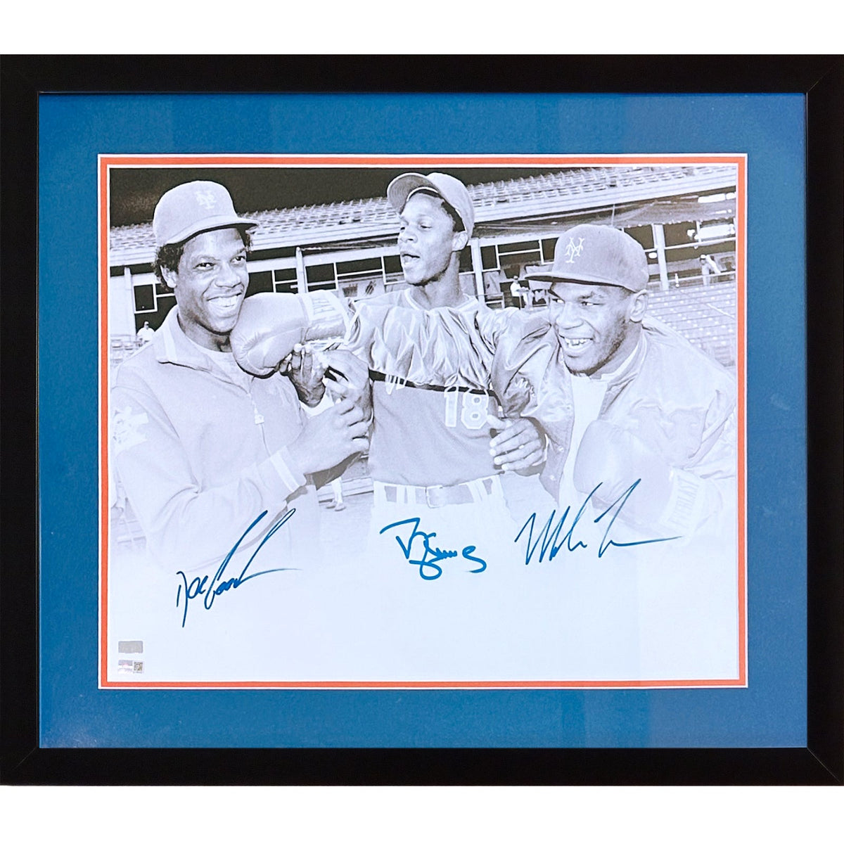 Autographed Dwight Gooden, Darryl Strawberry And Mike Tyson New York Mets (Fighting) Deluxe Framed 16x20 Photo-Powers Sports Memorabilia