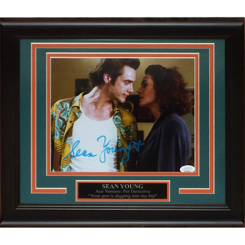 Autographed Sean Young Ace Ventura' With Jim Carrey Deluxe Framed 8x10 Photo - JSA-Powers Sports Memorabilia