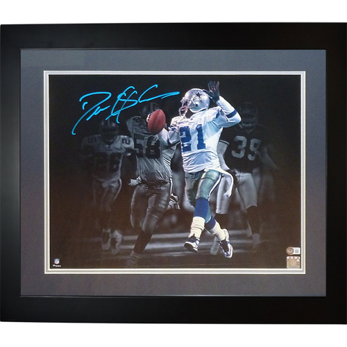 Autographed Deion Sanders Dallas Cowboys (Spotlight) Deluxe Framed 16x20 Photo - Beckett-Powers Sports Memorabilia
