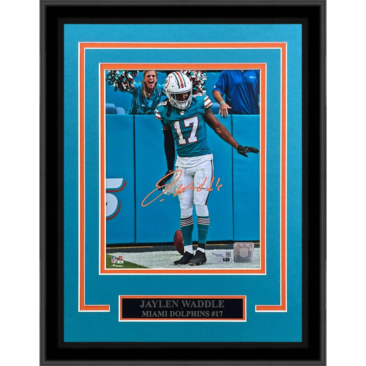 Autographed Jaylen Waddle Miami Dolphins (TD Celebration) Framed 8x10 Photo - Fanatics-Powers Sports Memorabilia