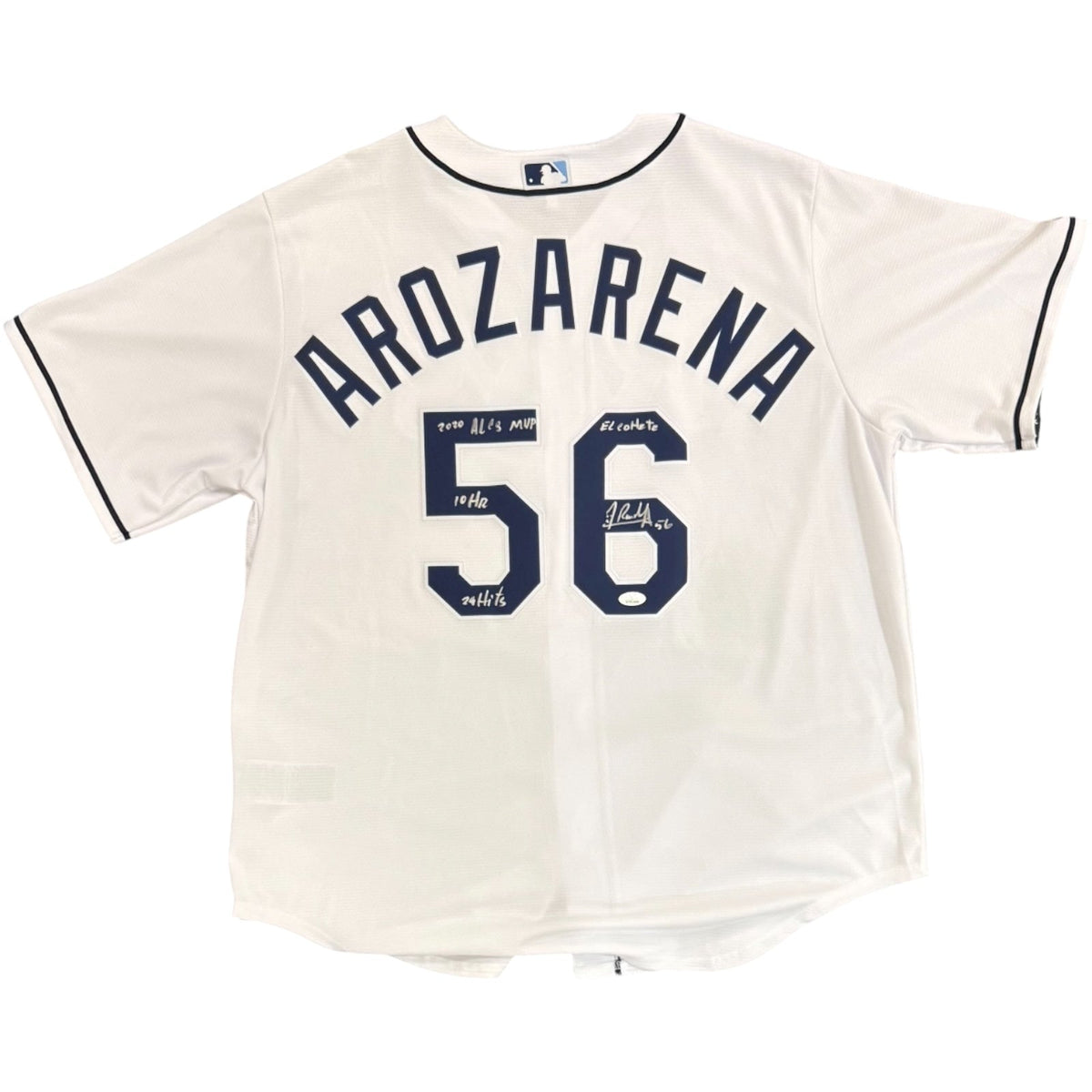 Autographed Randy Arozarena Tampa Bay Rays (White #56) Nike Jersey with Multiple Inscriptions - JSA-Powers Sports Memorabilia